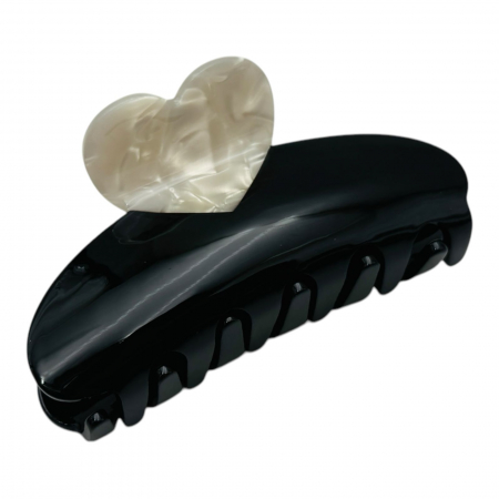 Clește de Păr Mare 8.5cm, Model Inimioară, Silicon Lucios, Culori Diverse, Cu Etichetă de Prezentare | Accesoriu Elegant |  [3]