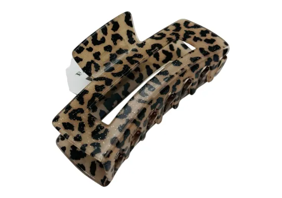 Ingrijire personala si cosmetice Engros - Clește de Păr Mare 9.5cm, Model Dreptunghiular, Animal Print cu Sclipici Fin, Culori Diverse, Cu Etichetă pentru Expunere | Accesoriu Stilat | 