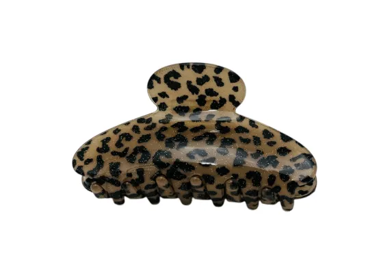 Ingrijire personala si cosmetice Engros - Clește de Păr Mare 9cm, Silicon Lucios cu Sclipici Fin, Model Animal Print, Cu Etichetă pentru Expunere | Accesoriu Trendy | 