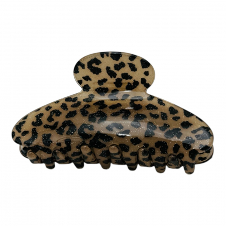 Clește de Păr Mare 9cm, Silicon Lucios cu Sclipici Fin, Model Animal Print, Cu Etichetă pentru Expunere | Accesoriu Trendy |  [1]