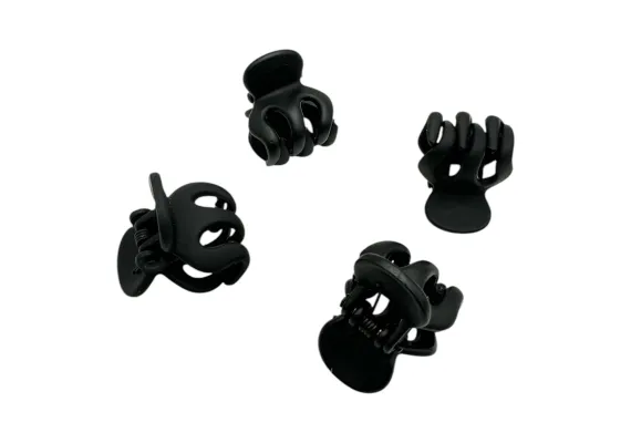 Haine si accesorii Engros - Cleste de Par Negru din Silicon Mat 2cm – Rezistent, Antiderapant, Calitate Superioara, 