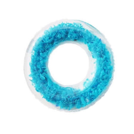 Colac de plaja gonflabil, 90 cm, cu pene colorate in interior, culori combinate – Accesoriu modern si atractiv pentru piscina si mare,  [1]