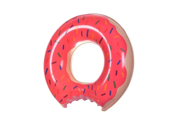 Articole pentru copii Engros - Colac de salvare gonflabil, 90 cm, culori combinate, in forma de gogosa – Accesoriu vesel si confortabil pentru piscina si plaja, 
