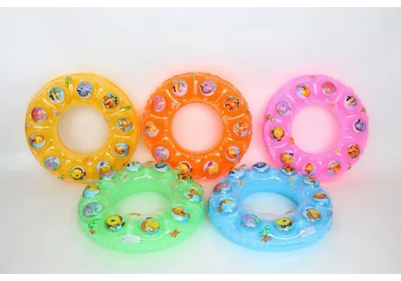 Articole pentru copii Engros - Colac gonflabil pentru copii 60CM cu animalute colorate – inel de inot vesel pentru joaca in piscina, mare sau strand, 
