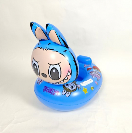 Colac inot copii cu fata 3D iepuras, manere si spatar, model gonflabil oval in culori variate, sigur si confortabil pentru piscina sau mare,  [3]