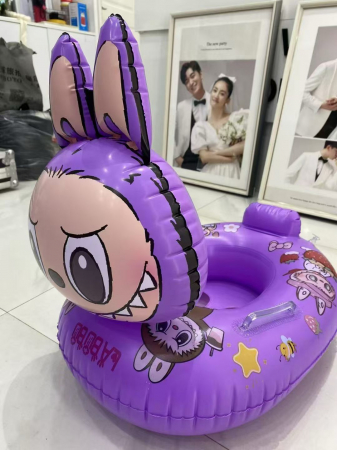 Colac inot copii cu fata 3D iepuras, manere si spatar, model gonflabil oval in culori variate, sigur si confortabil pentru piscina sau mare,  [4]