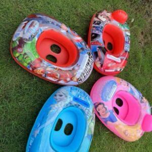 Colac inot copii cu protectie si suport picioare, model colorat cu desene animate, gonflabil, oval, confortabil si sigur pentru piscina, mare sau vacanta de vara,  [2]