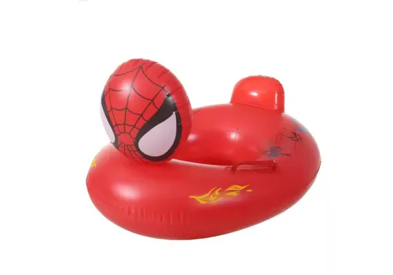 Sport, calatorii si activitati in aer liber Engros - Colac inot copii rosu cu fata 3D supererou, cu spatar si manere, gonflabil si sigur, ideal pentru piscina, mare sau vacanta, 