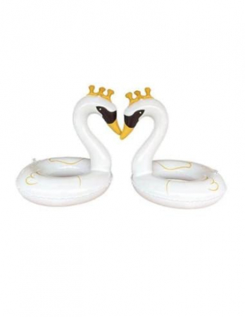 Colac inot lebada alba cu coroana aurie, model elegant gonflabil 90 cm, pentru copii si adulti, ideal pentru piscina, mare, sedinte foto sau petreceri de vara,  [1]