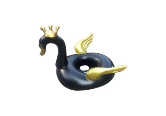 Articole si echipamente sportive Engros - Colac inot lebada cu coroana pentru copii si adulti, gonflabil, elegant si rezistent, model alb sau negru cu aripi 3D, ideal pentru piscina, plaja sau petreceri de vara, 