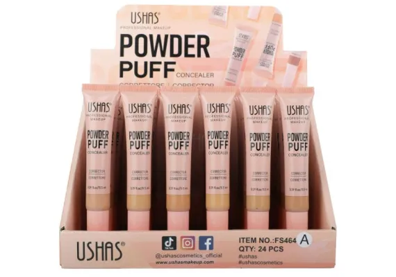 Ingrijire personala si cosmetice Engros - Corector lichid cu aplicator puf Ushas Powder Concealer – 11.5ml 