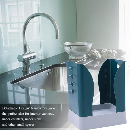 Cos de Gunoi Extensibil, , din Plastic, Reglabil, Pliabil, Versatil, pentru Bucatarie, Baie sau Birou, Cos Universal, 21x25x17 cm, Albastru Gri [5]