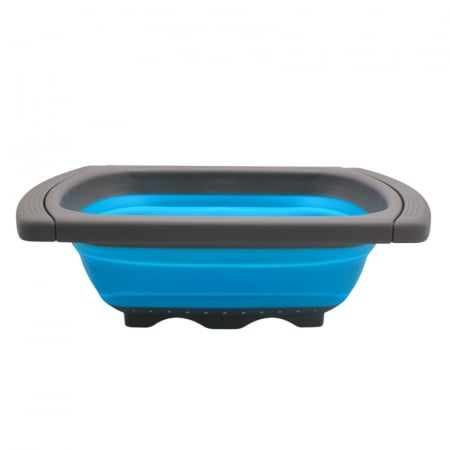 Articole pentru Casa Engros - Cos de Scurgere Retractabil pentru Chiuveta, , cu Filtru, pentru Fructe si Legume, de Uz Casnic, 39x12 cm, Design Extensibil pana la 61 cm, cu Manere de Prindere, Albastru