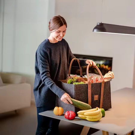 Cos Multifunctional pentru Rufe, Cos Depozitare, , Gri Inchis, 50x34x32, Geanta Durabila pentru Lemne si Accesorii [3]