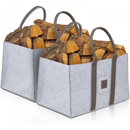 Cos Multifunctional pentru Rufe Murdare, Cos Depozitare, , Gri, 50x34x32, Geanta Durabila pentru Lemne si Accesorii [4]