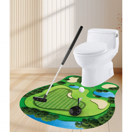 Covoras de Baie, , Model Teren de Golf, Interactiv, +14 Ani, din PVC, 80 x 69 cm, Verde [4]