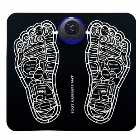 Articole pentru Casa Engros - Covoras de Masaj pentru Picioare, EMS, 4 Niveluri de Intensitate, Incarcare USB, Ecran LED, Telecomanda Inclusa, Negru