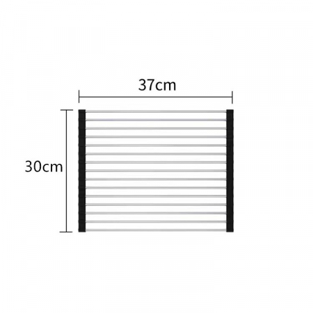 Covoras de Scurgere pentru Chiuveta Bucatarie, din Otel Inoxidabil, Suport Chiuveta, Pliabil, Antiderapant, Usor de Curatat si de Depozitat, 37x30 cm, 15 Tuburi, Negru [1]