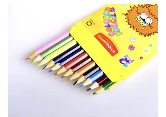 Birotica, papetarie si rechizite Engros - Creioane colorate lungi School Office, 12 culori – ideale pentru scoala si activitati creative, 
