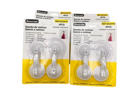 Accesorii baie Engros - Cuier cu Ventuza 4 Ventuze, Material PP+PVC, 5x5cm – Suport Practic si Fara Gauri, 