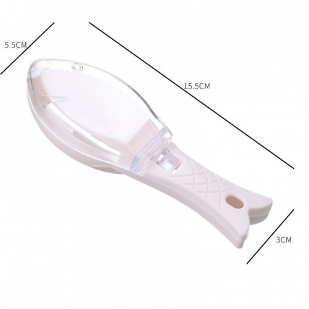 Curatator de Solzi de Peste, , Manual, Forma Peste, cu Compartiment de Colectare, din Plastic, 15.5x5.5 cm, Alb [3]