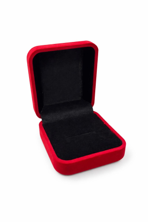 Martisoare - Cutie cadou catifea rosie 6x5x5 cm cu interior negru, pentru bijuterii sau martisor