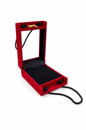 Cutie cadou din catifea rosie 6x9x3 cm cu fereastra si fundita, pentru bijuterii [1]