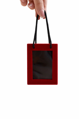 Cutie cadou din catifea rosie 6x9x3 cm cu fereastra si fundita, pentru bijuterii [3]