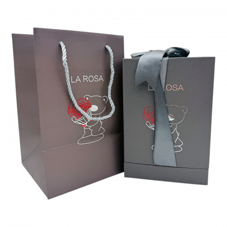 Cutie cadou luxoasa cu ursulet decorativ, trandafir criogenat si sertar pentru daruri personalizate  [3]