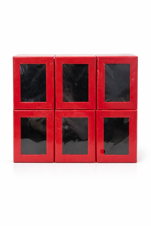 Cutie carton rosie cu fereastra 6.5x8x2.5 cm, interior negru, pentru martisor sau bijuterii [1]