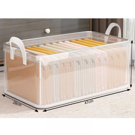 Cutie container de depozitare din PVC, , de stocare, Dimensiuni multiple, Accesoriu robust pentru organizarea de uz casnic, volum 26L, 47 x 28 x 20 cm, Transparenta [4]
