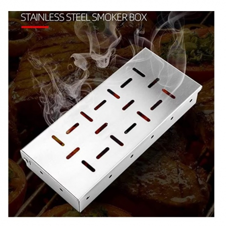 Cutie de afumator pentru gratar , Inox, 9.6x4.4x22.2 cm, Argintiu [5]