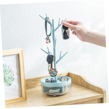 Cutie de Bijuterii, , Rotativa, cu Suport Tip Ramura, 36.5 x 14 cm, din ABS+PP, Albastru [3]