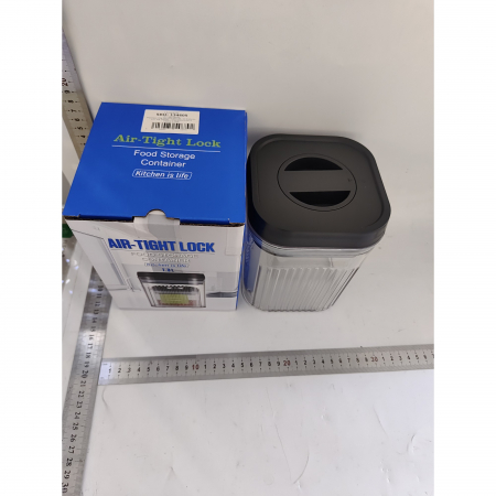 Cutie de Depozitare Alimente, , tip Container, 1.3L, Recipiente pentru Cereale in Bucatarie,  Transparente cu Capac Negru [1]
