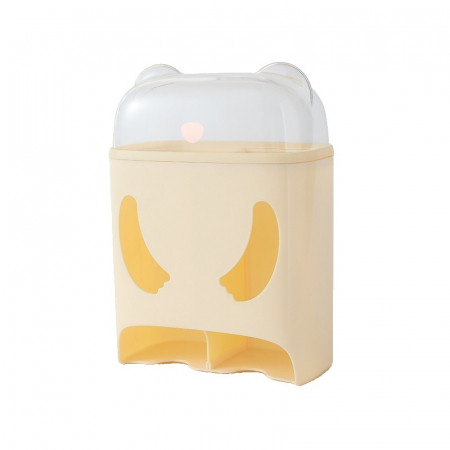 Articole pentru Casa Engros - Cutie de Depozitare, , Montare Perete, Adeziv, Fara Perfoare, din ABS, Model Urs, 18 x 11 x 25 cm, Crem