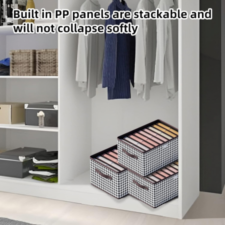 Cutie De Depozitare, , Pentru Haine, Lenjerie, Sosete Si Sutiene, Material Textil, 9 Compartimente, 44x30x20 cm, Culoare Alb-Negru [3]