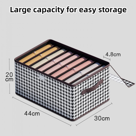 Cutie De Depozitare, , Pentru Haine, Lenjerie, Sosete Si Sutiene, Material Textil, 9 Compartimente, 44x30x20 cm, Culoare Alb-Negru [5]