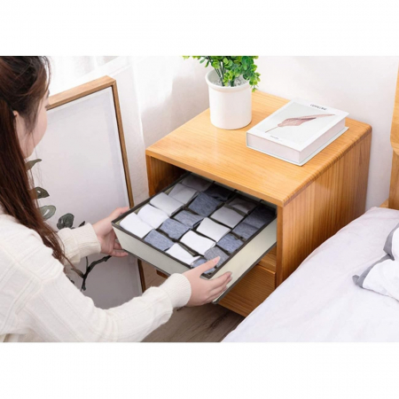 Cutie De Depozitare, , Pentru Lenjerie, Sosete Si Sutiene, Material Textil, 24 Compartimente, 32 x 32 x 10 cm, Culoare Bej [4]