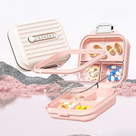 Cutie de Depozitare pentru Pastile, , Cutie de depozitare Medicamente, Cutie de depozitare Vitamine, Suplimente, pentru Fete, din Plastic cu indice zi, Roz [3]
