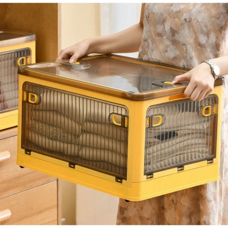 Articole pentru Casa Engros - Cutie de depozitare pliabila, , Cu capac, 85 L, Plastic, 60x42x34 cm, Portocaliu