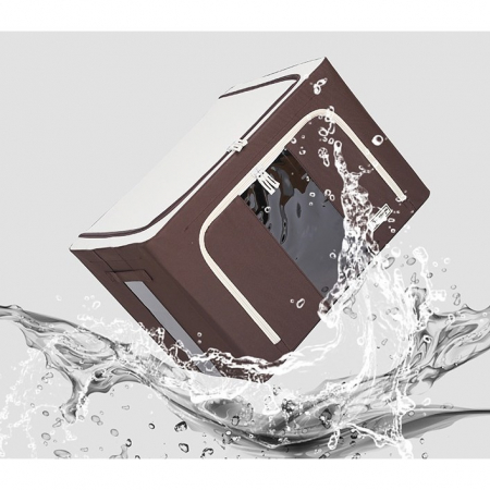 Cutie de Depozitare Pliabila, , Cu Fereastra si Fermoar Dublu, 66 L, Textil Premium, 50x40x33 cm, Cadru Metalic, Impermeabila, Maro [6]