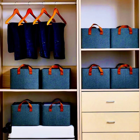 Cutie de depozitare tip cos, , textil, pliabila, 47x20x28 cm, se poate spala, cu manere, albastru [1]