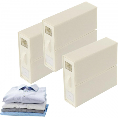 Cutie Depozitare Lenjerii de Pat, , Pliabila, Capacitate 18l, 38x33x12 cm, din Panza Oxford cu PP Incorporat, Fereastra Vizibila, Alb Ivoir [4]