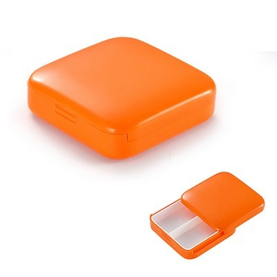 Cutie depozitare medicamente, 2 compartimente, Glisanta, Portocaliu, Patrata, , Inchidere etans [2]