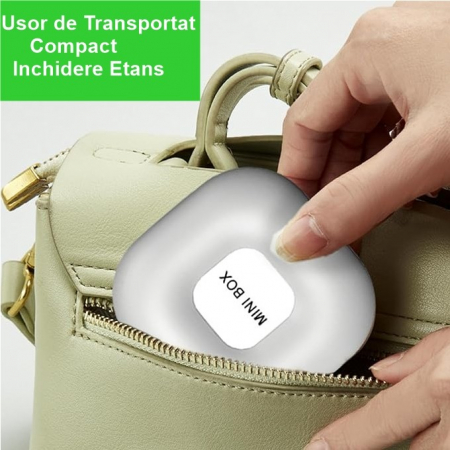 Cutie Depozitare Medicamente, , 4 Compartimente, Inchidere Etans, Portabila, Patrat, Alb/Gri, PP, 7.6x2.9x7.8 cm [1]