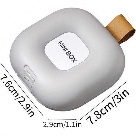 Cutie Depozitare Medicamente, , 4 Compartimente, Inchidere Etans, Portabila, Patrat, Alb/Gri, PP, 7.6x2.9x7.8 cm [3]