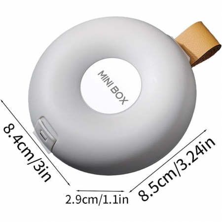 Cutie Depozitare Medicamente, , 6 Compartimente, Inchidere Etans, Portabila, Rotund, Alb/Gri, PP, 8.4x2.9x8.5 cm [4]