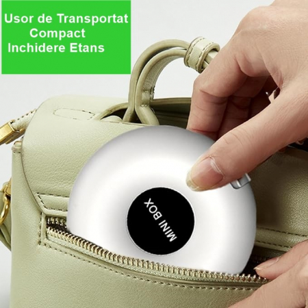 Cutie Depozitare Medicamente, , 6 Compartimente, Inchidere Etans, Portabila, Rotund, Alb/Negru, PP, 8.4x2.9x8.5 cm [1]