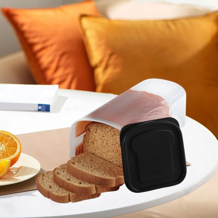 Cutie Depozitare Paine, , din Plastic, 34 x 13 cm, Pastreaza Prospetimea, Capac Negru [3]