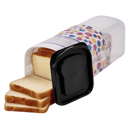 Articole pentru Casa Engros - Cutie Depozitare Paine, , din Plastic, 34 x 13 cm, Pastreaza Prospetimea, Capac Negru